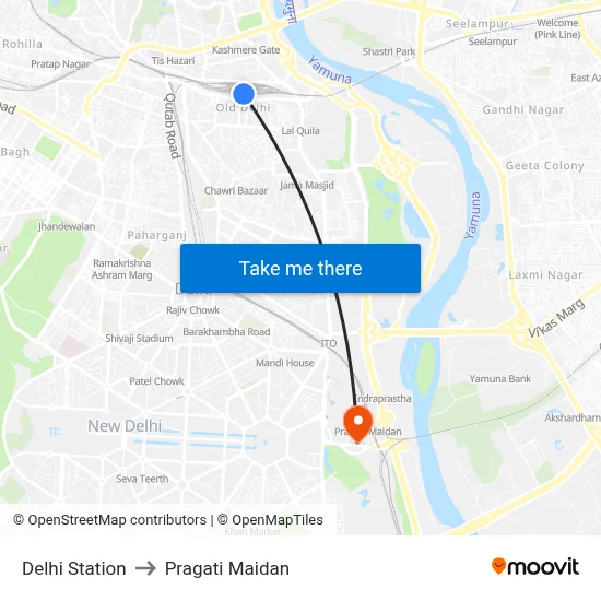Delhi Station to Pragati Maidan map
