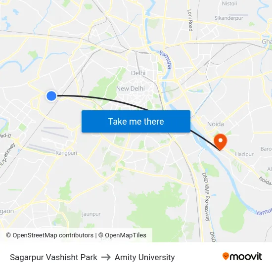 Sagarpur Vashisht Park to Amity University map