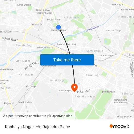 Kanhaiya Nagar to Rajendra Place map