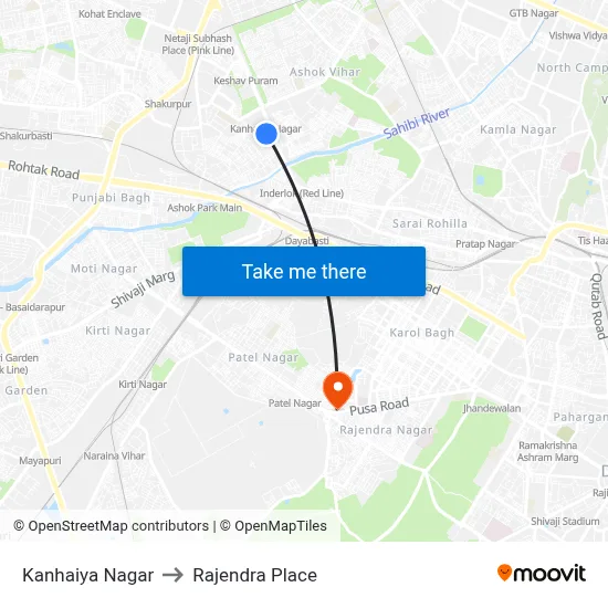 Kanhaiya Nagar to Rajendra Place map