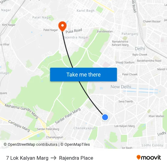 7 Lok Kalyan Marg to Rajendra Place map