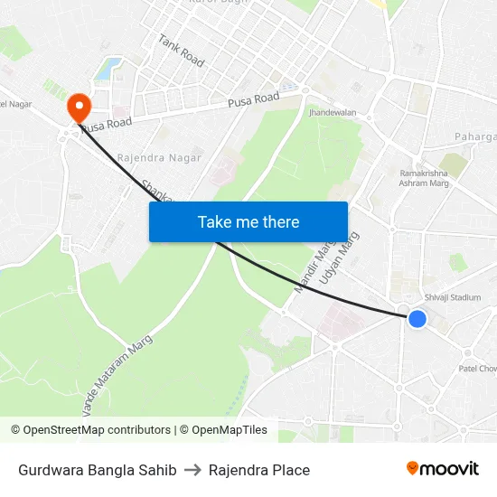 Gurdwara Bangla Sahib to Rajendra Place map