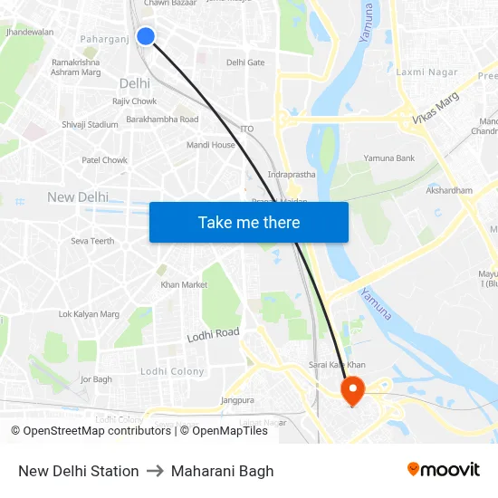 New Delhi Station to Maharani Bagh map