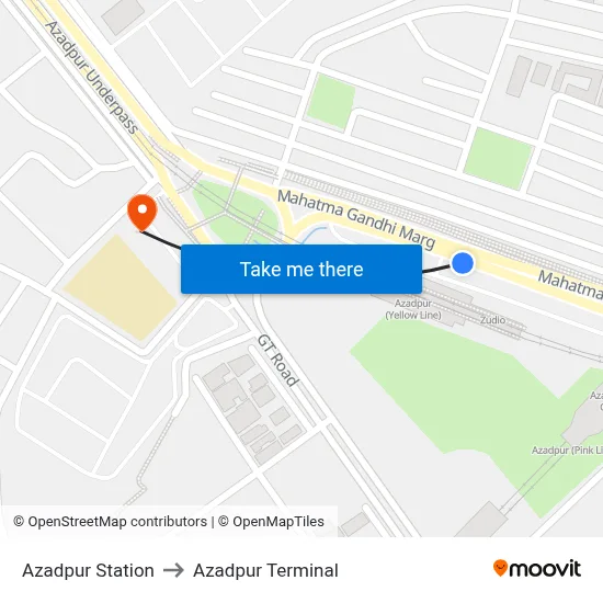 Azadpur Station to Azadpur Terminal map