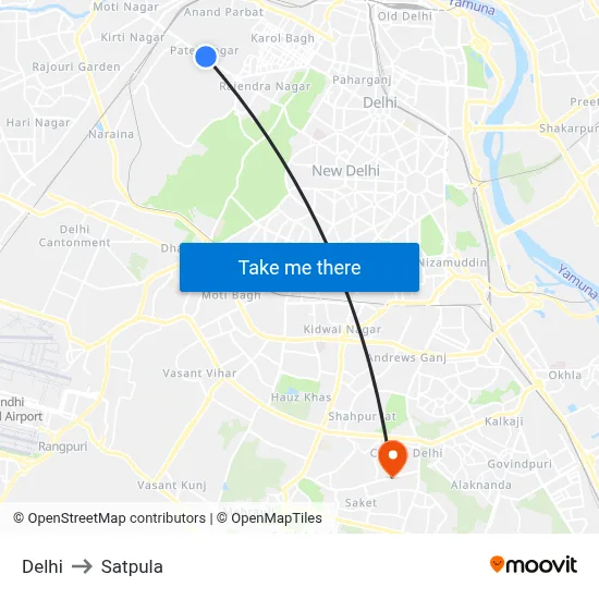 Delhi to Satpula map