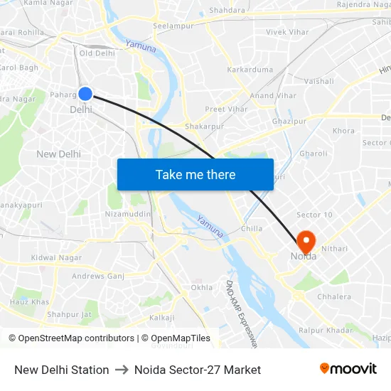 New Delhi Station to Noida Sector-27 Market map