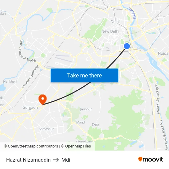 Hazrat Nizamuddin to Mdi map