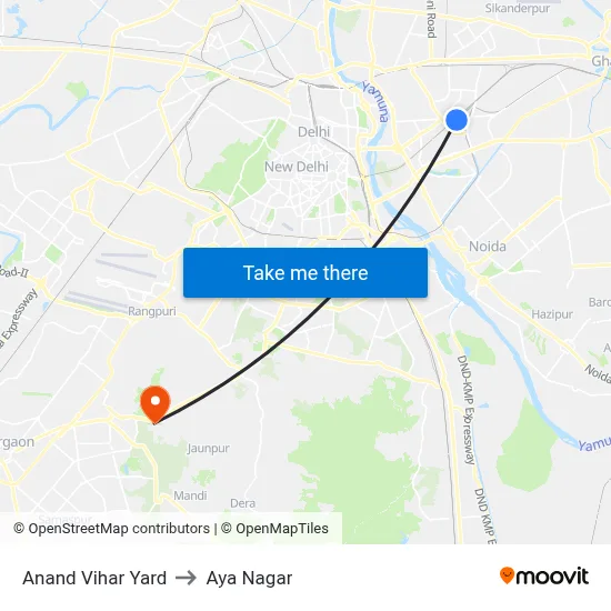 Anand Vihar Yard to Aya Nagar map