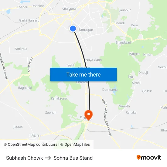 सुभाष चौक to सोहना बस स्टैंड map