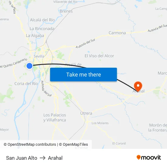 San Juan Alto to Arahal map