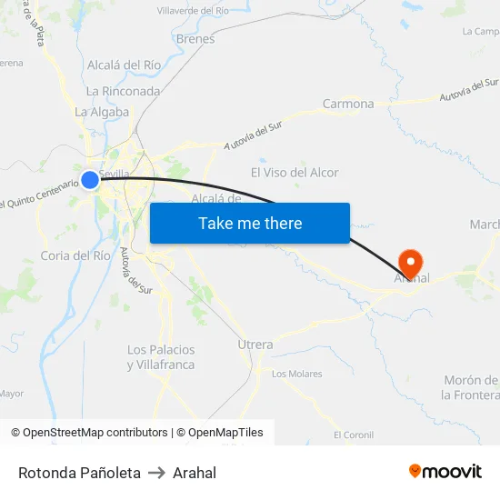 Rotonda Pañoleta to Arahal map