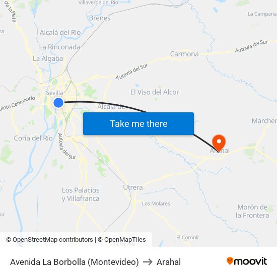 Avenida La Borbolla (Montevideo) to Arahal map