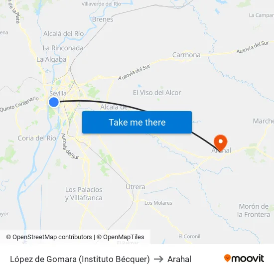 López de Gomara (Instituto Bécquer) to Arahal map