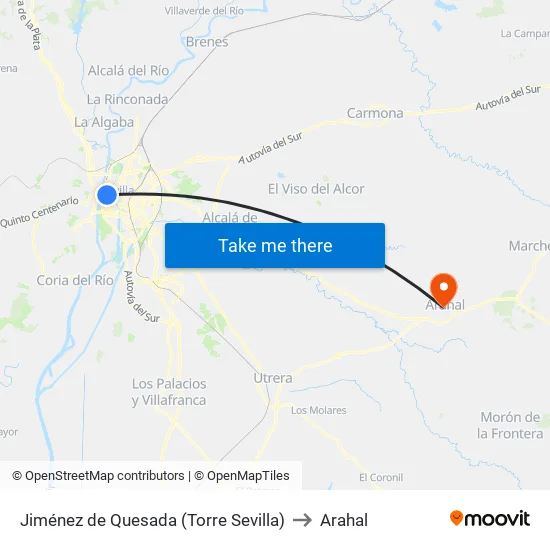 Jiménez de Quesada (Torre Sevilla) to Arahal map