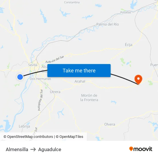 Almensilla to Aguadulce map
