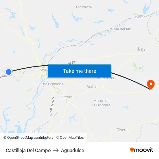 Castilleja Del Campo to Aguadulce map