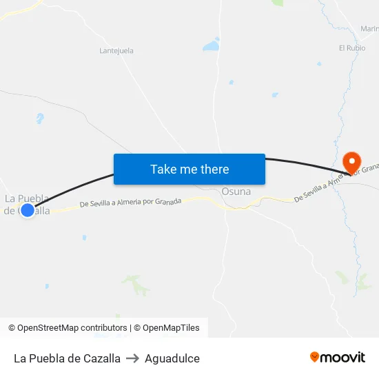 La Puebla de Cazalla to Aguadulce map