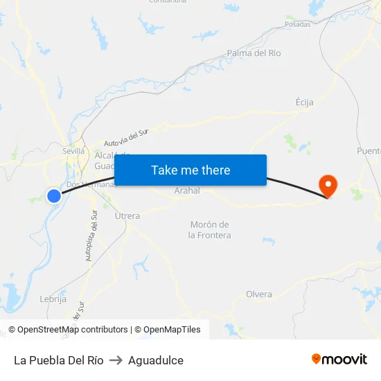 La Puebla Del Río to Aguadulce map