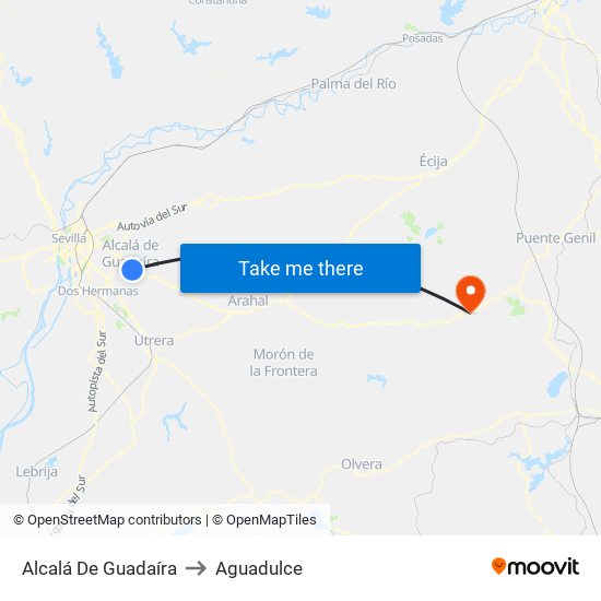 Alcalá De Guadaíra to Aguadulce map
