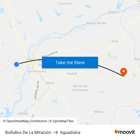 Bollullos De La Mitación to Aguadulce map