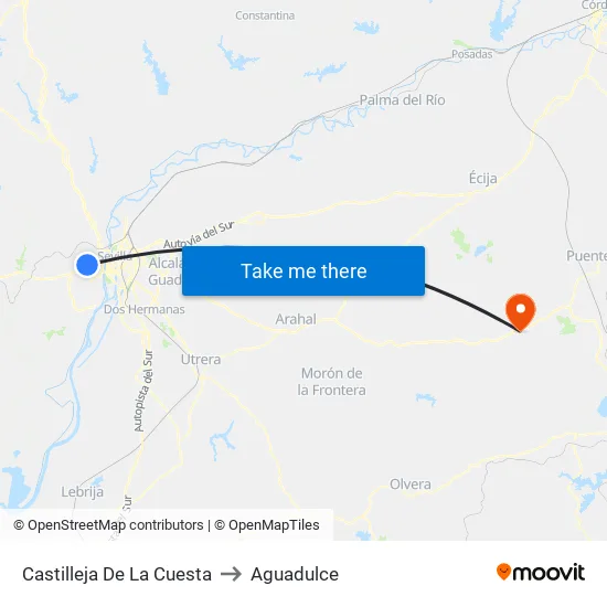 Castilleja De La Cuesta to Aguadulce map