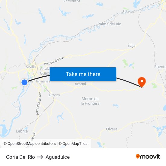 Coria Del Río to Aguadulce map