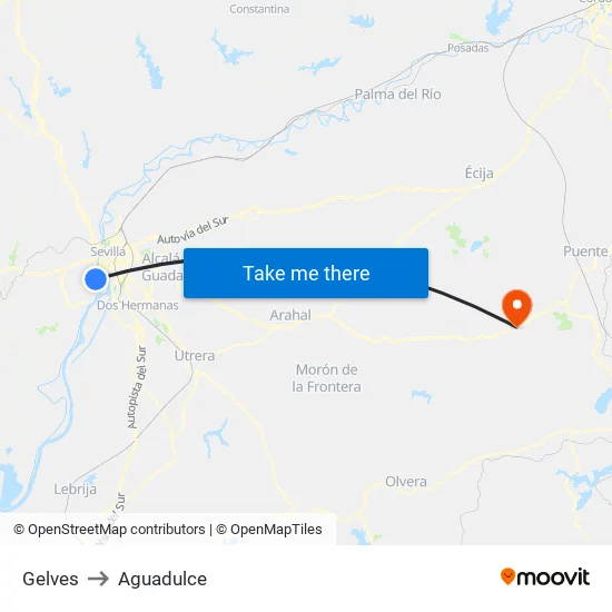 Gelves to Aguadulce map