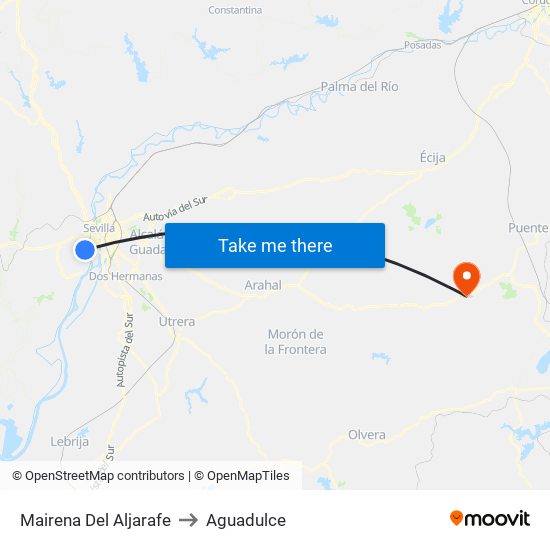 Mairena Del Aljarafe to Aguadulce map