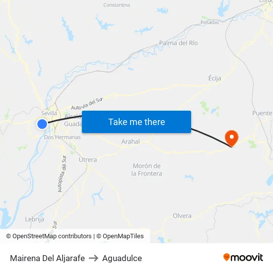 Mairena Del Aljarafe to Aguadulce map