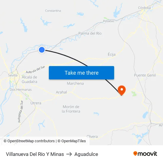 Villanueva Del Río Y Minas to Aguadulce map