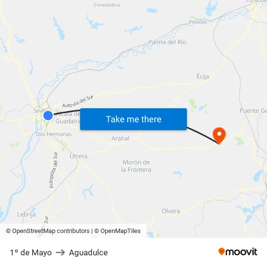 1º de Mayo to Aguadulce map