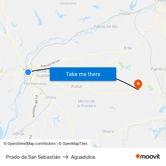 Prado de San Sebastián to Aguadulce map