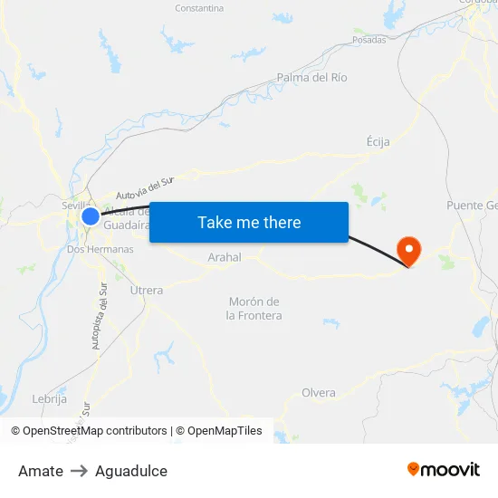 Amate to Aguadulce map