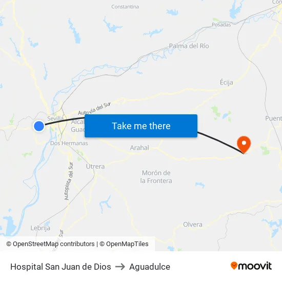 Hospital San Juan de Dios to Aguadulce map