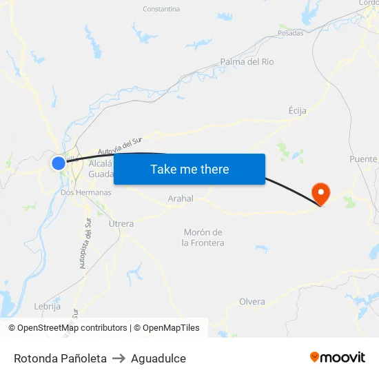 Rotonda Pañoleta to Aguadulce map