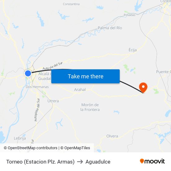 Torneo (Estacion Plz. Armas) to Aguadulce map
