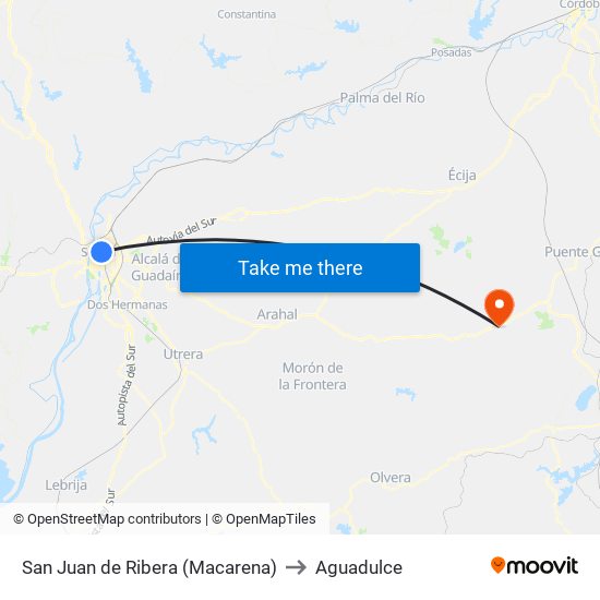San Juan de Ribera (Macarena) to Aguadulce map
