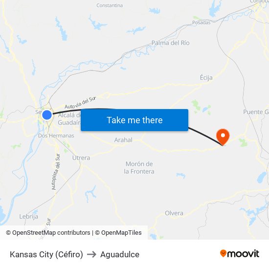 Kansas City (Céfiro) to Aguadulce map