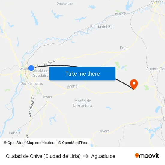 Ciudad de Chiva (Ciudad de Liria) to Aguadulce map