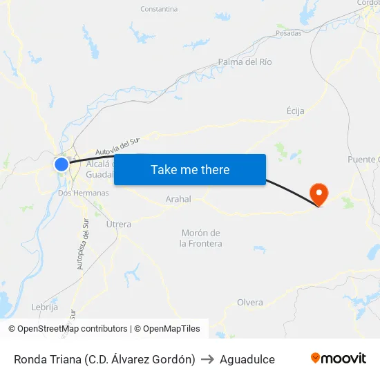 Ronda Triana (C.D. Álvarez Gordón) to Aguadulce map