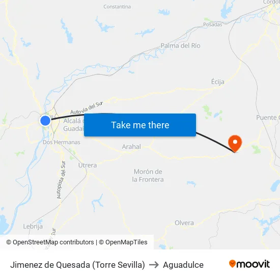 Jimenez de Quesada (Torre Sevilla) to Aguadulce map