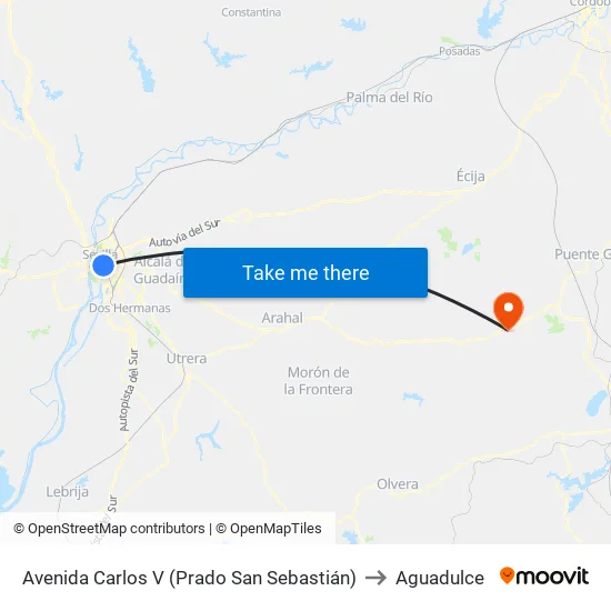 Avenida Carlos V (Prado San Sebastián) to Aguadulce map