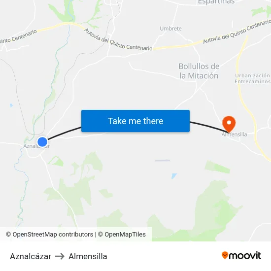 Aznalcázar to Almensilla map