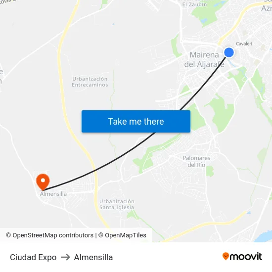 Ciudad Expo to Almensilla map