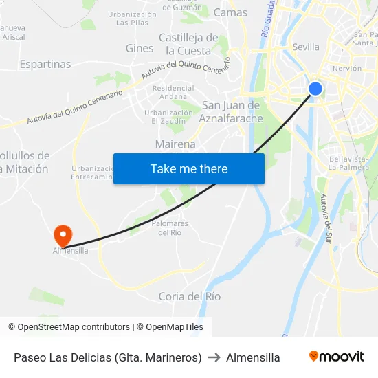Paseo Las Delicias (Glta. Marineros) to Almensilla map