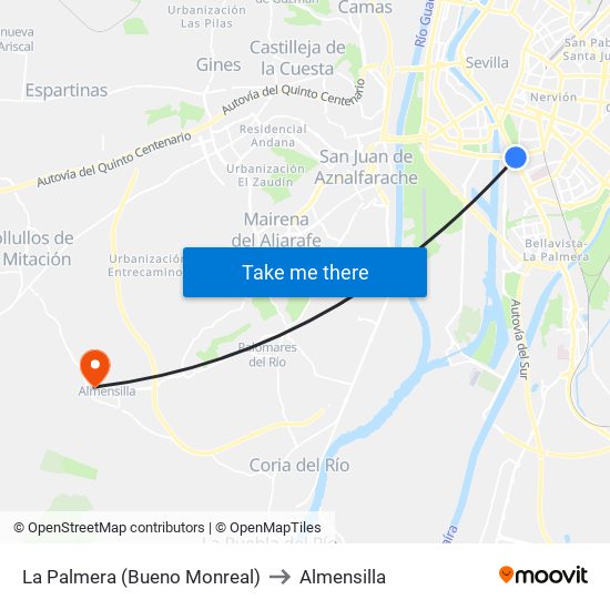 La Palmera (Bueno Monreal) to Almensilla map
