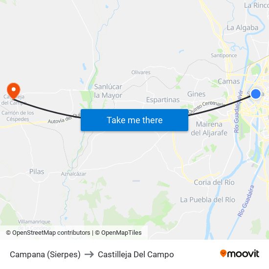 Campana (Sierpes) to Castilleja Del Campo map