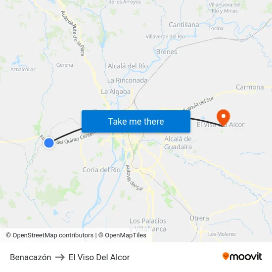 Benacazón to El Viso Del Alcor map