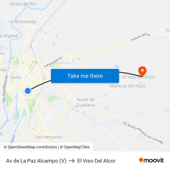 Av de La Paz Alcampo (V) to El Viso Del Alcor map