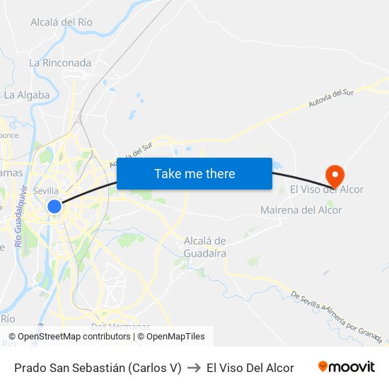 Prado San Sebastián (Carlos V) to El Viso Del Alcor map